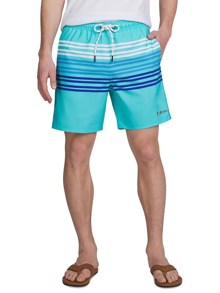 Ben Sherman Men's Stripe Swim Shorts - Blue Cover