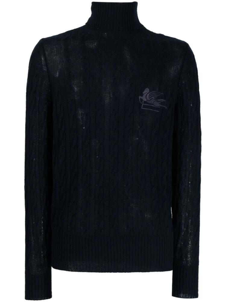 ETRO roll-neck cashmere cable-knit jumper - Blue Cover