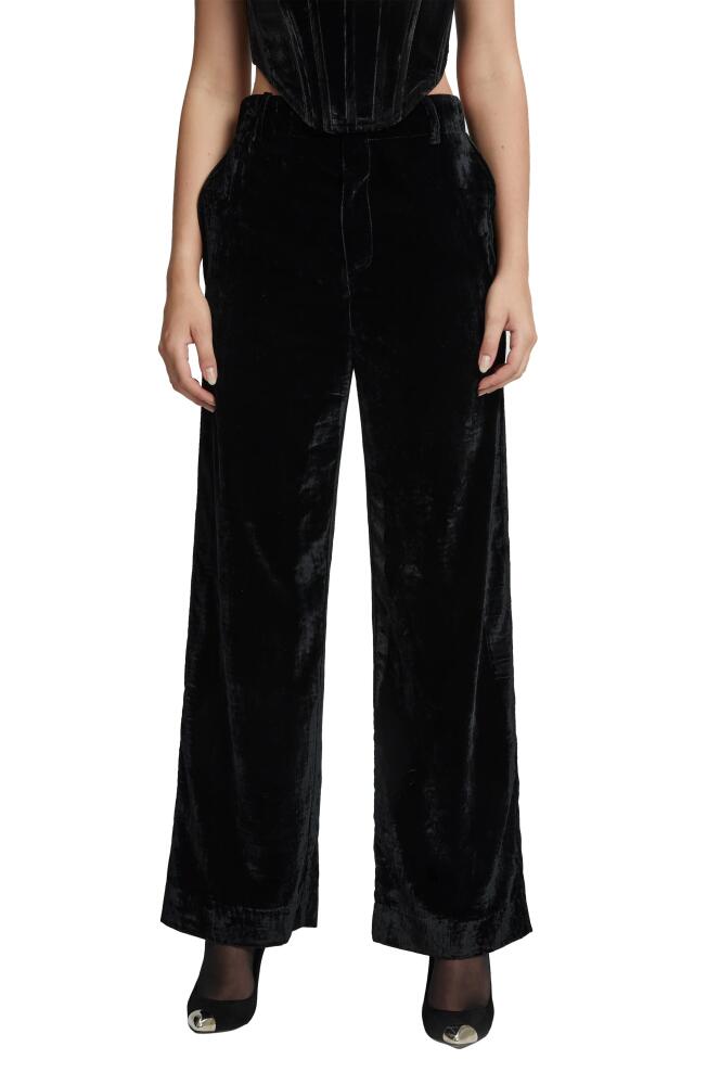 Bardot Soel Wide Leg Stretch Velvet Pants in Black Cover