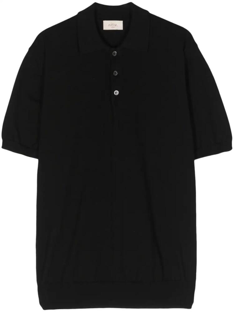 Altea fine-knit cotton polo shirt - Black Cover