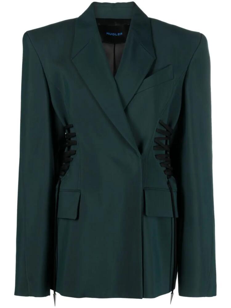 Mugler drawstring-fastening blazer - Green Cover