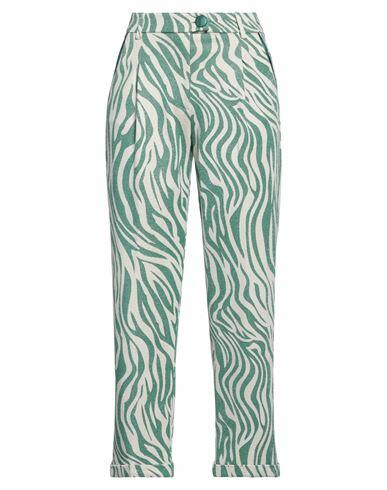 Silvian Heach Woman Pants Green Viscose, Lurex, Polyester, Elastane Cover