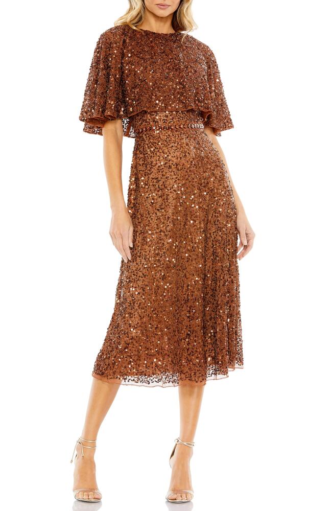 Mac Duggal Sequin Cape Sleeve Cocktail Dress in Copper Cover