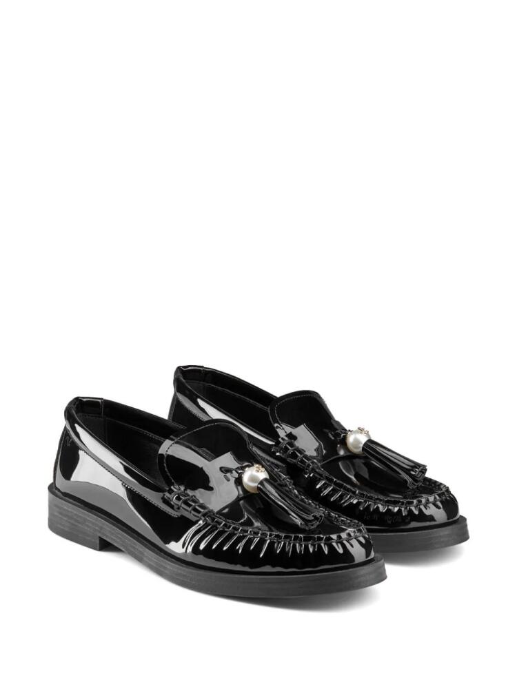 Jimmy Choo Addie pearl-embellished leather loafers - Black Cover