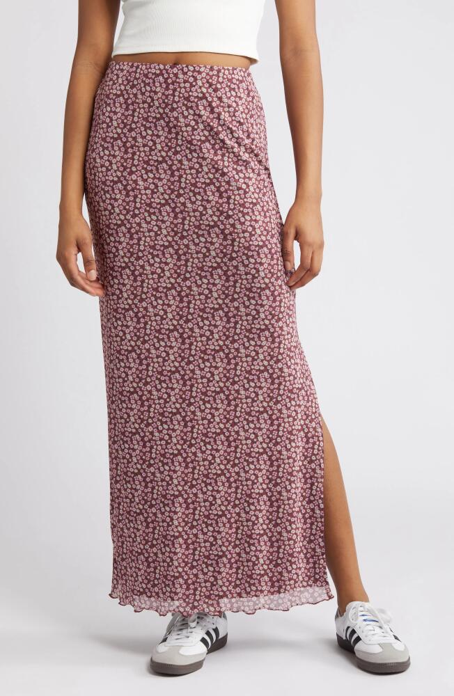 BP. Printed Mesh Maxi Skirt in Red Ditsy Print Cover