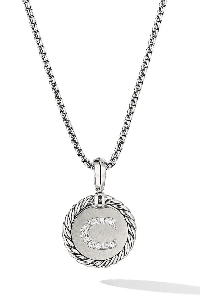 David Yurman Initial Charm Necklace with Diamonds in Silver/Diamond-C Cover