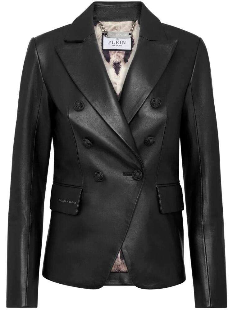 Philipp Plein double-breasted leather blazer - Black Cover