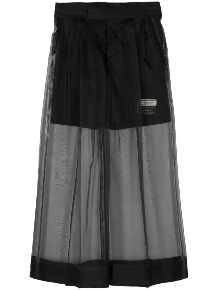 Undercover silk-overlay wide-leg trousers - Black Cover