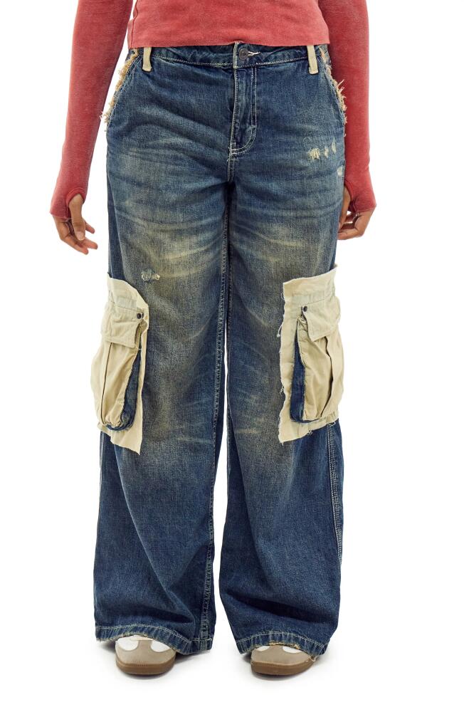 BDG Urban Outfitters Mixed Media Carpenter Jeans in Vintage Denim Cover