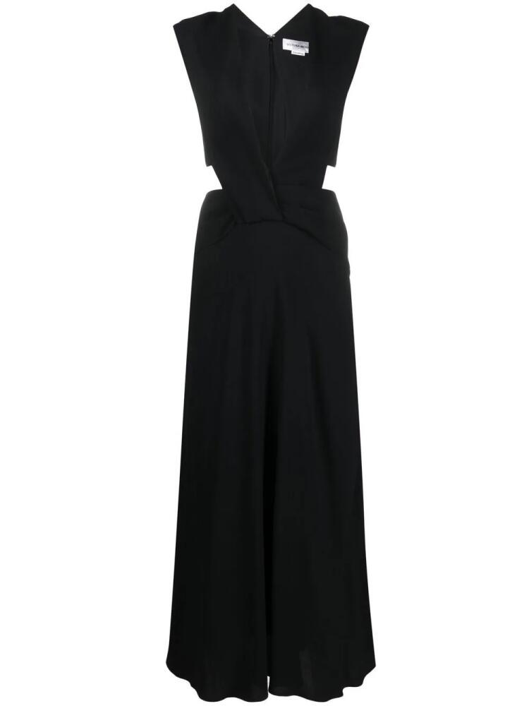 Victoria Beckham Twist Wrap cut-out detail midi dress - Black Cover