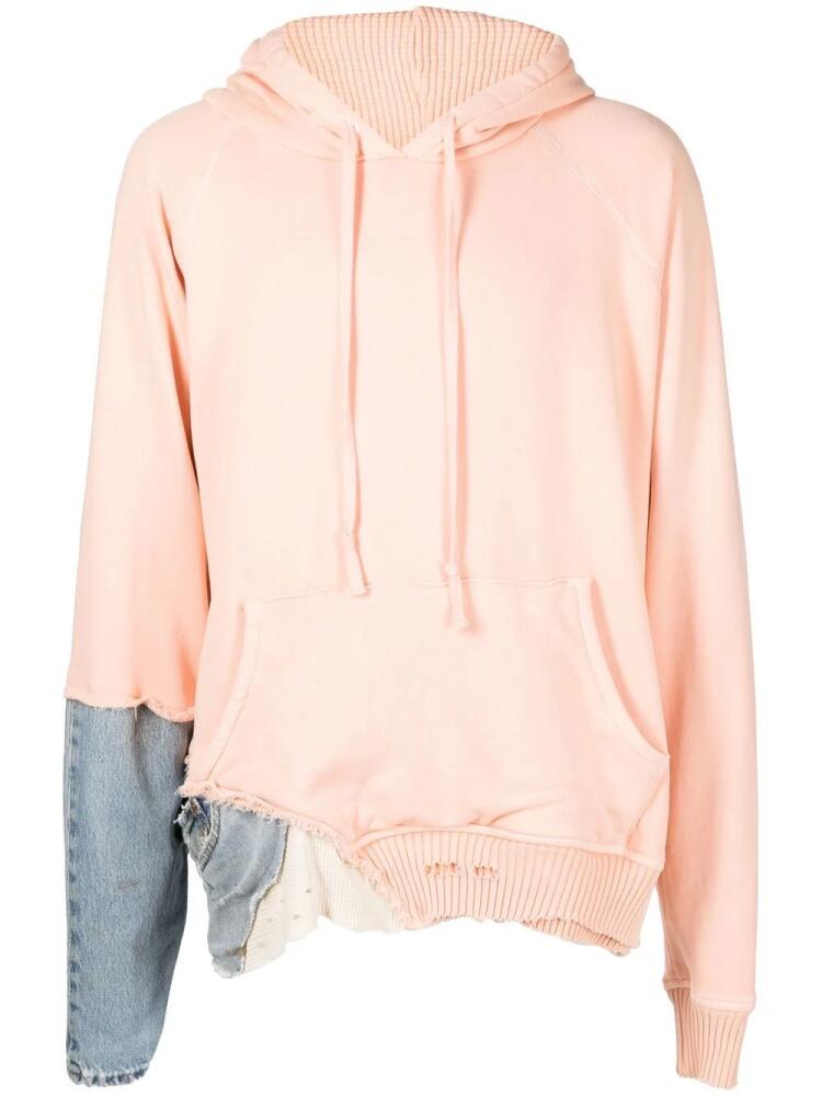 Greg Lauren panelled cotton hoodie - Pink Cover