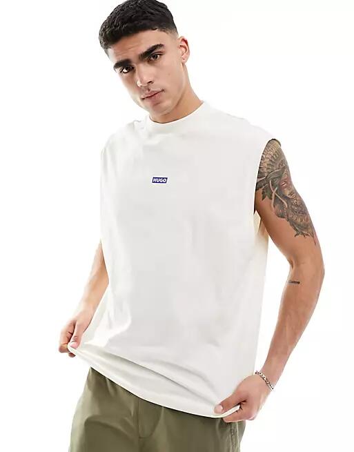 HUGO Blue oversized tank in white Cover