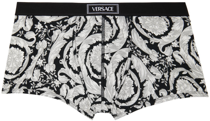 Versace Underwear Gray & Black Printed Graphic Pattern Boxers Cover