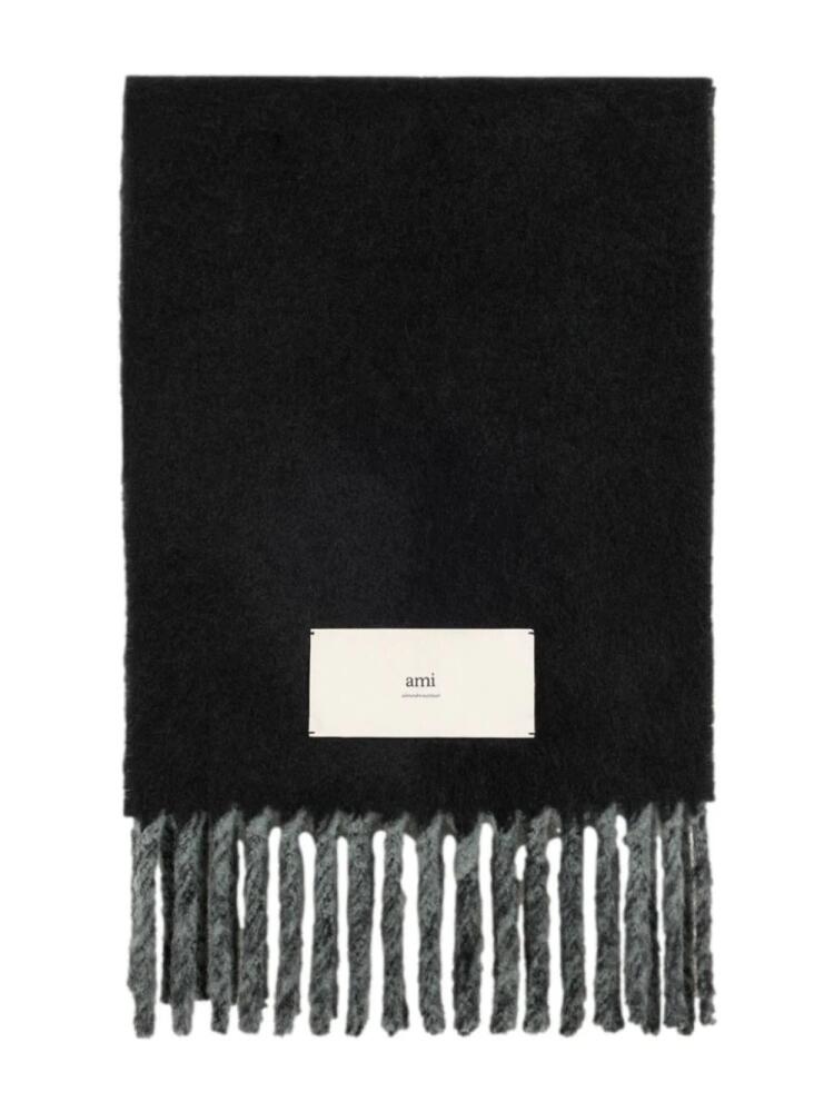 AMI Paris fringed double sided scarf - Black Cover