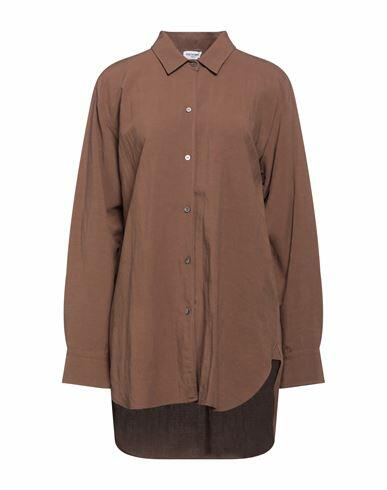 Rue Du Bac Woman Shirt Brown Viscose, Linen Cover