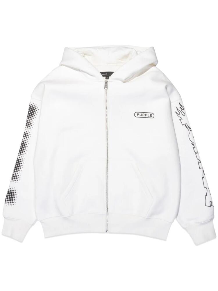 Purple Brand logo-print cotton hooded jacket - White Cover