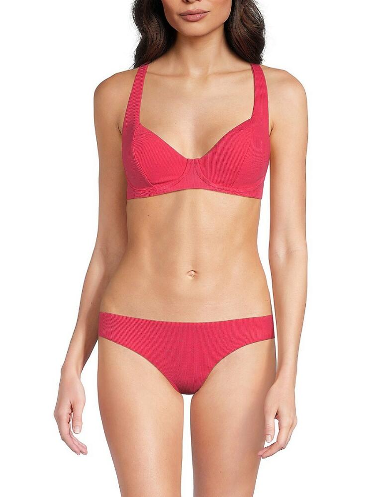 Becca Women's Modern Edge Crisscross Back Bikini Top - Paprika Cover