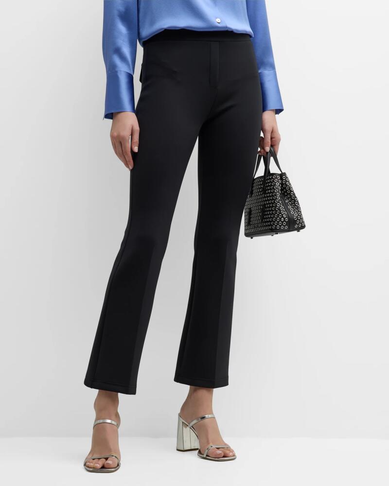 Brandon Maxwell Cropped Flare Neoprene Trousers with Front Crease Cover