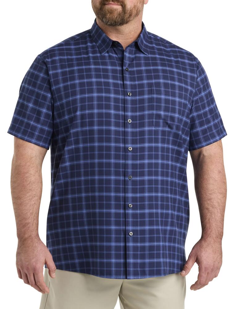 Harbor Bay by DXL Microfiber Medium Plaid Sport Shirt in Navy Blue Cover