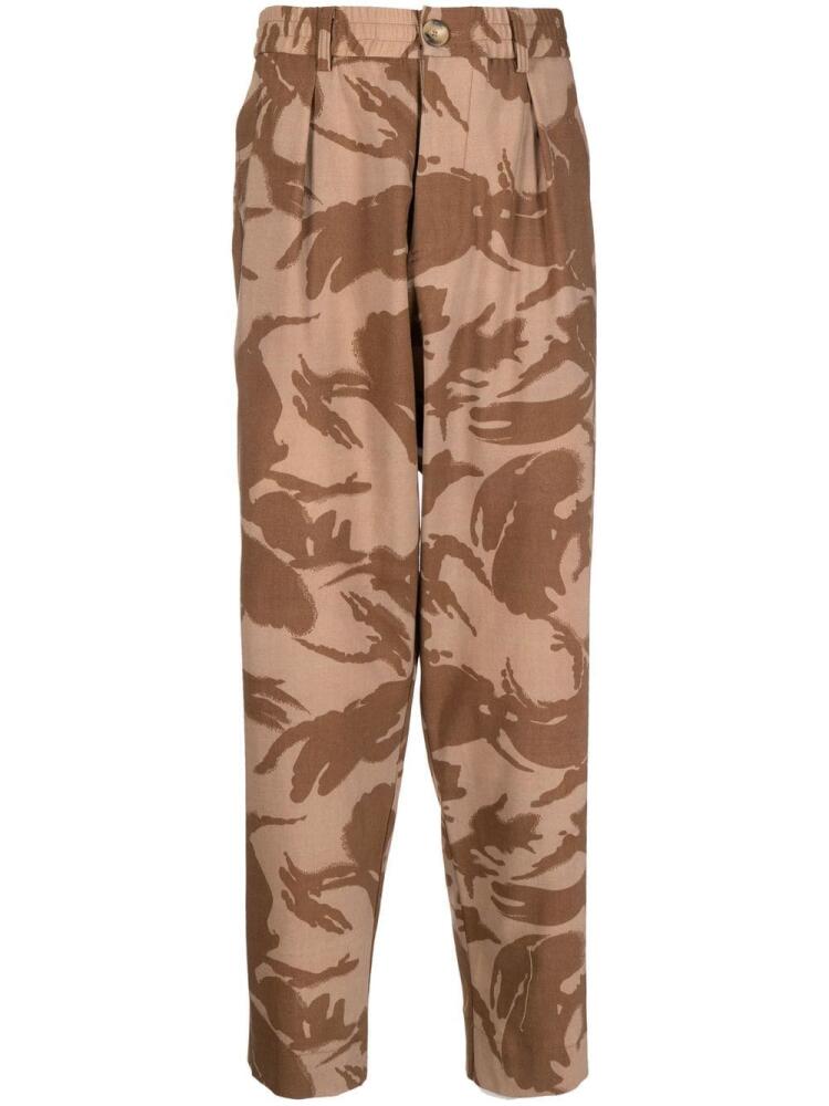 Pierre-Louis Mascia leaves-print tapered trousers - Brown Cover