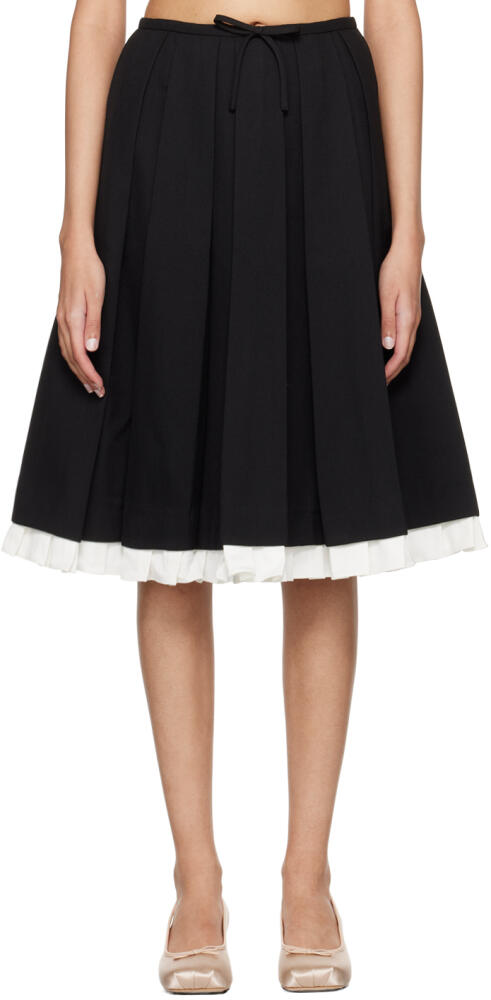 SHUSHU/TONG Black Ruffled Pleat Midi Skirt Cover