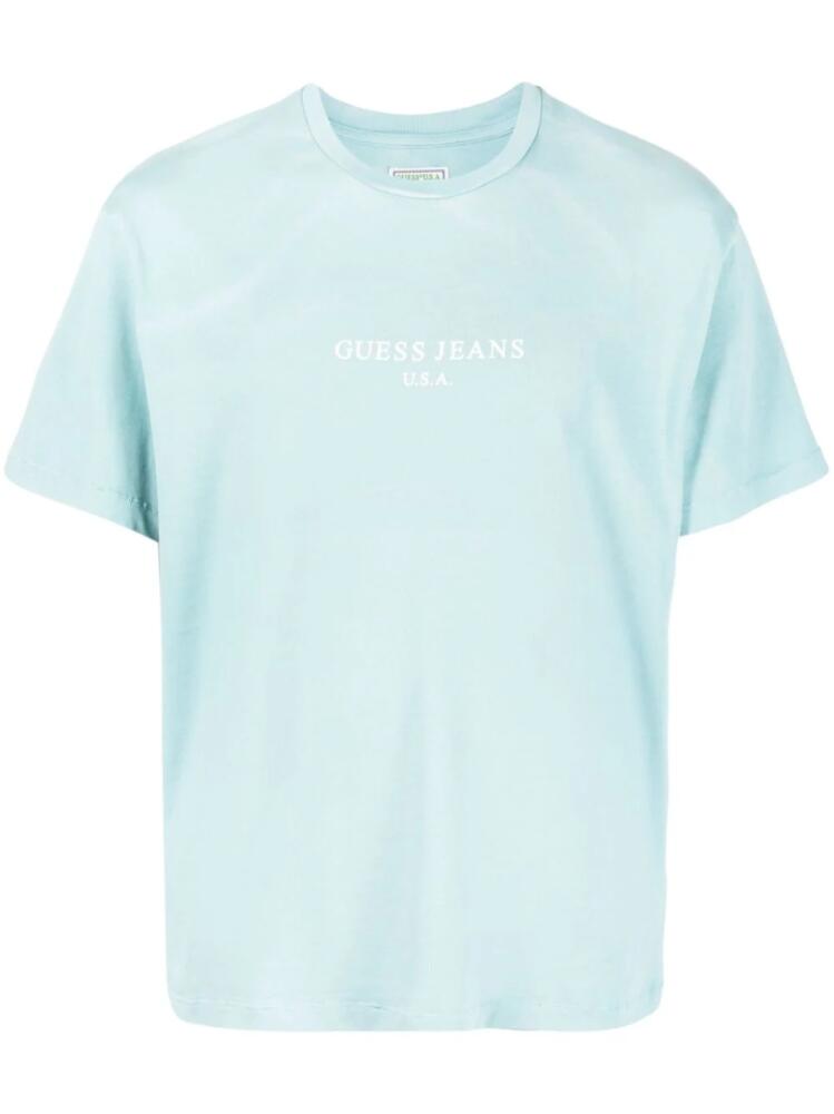 GUESS USA logo-print cotton T-shirt - Blue Cover