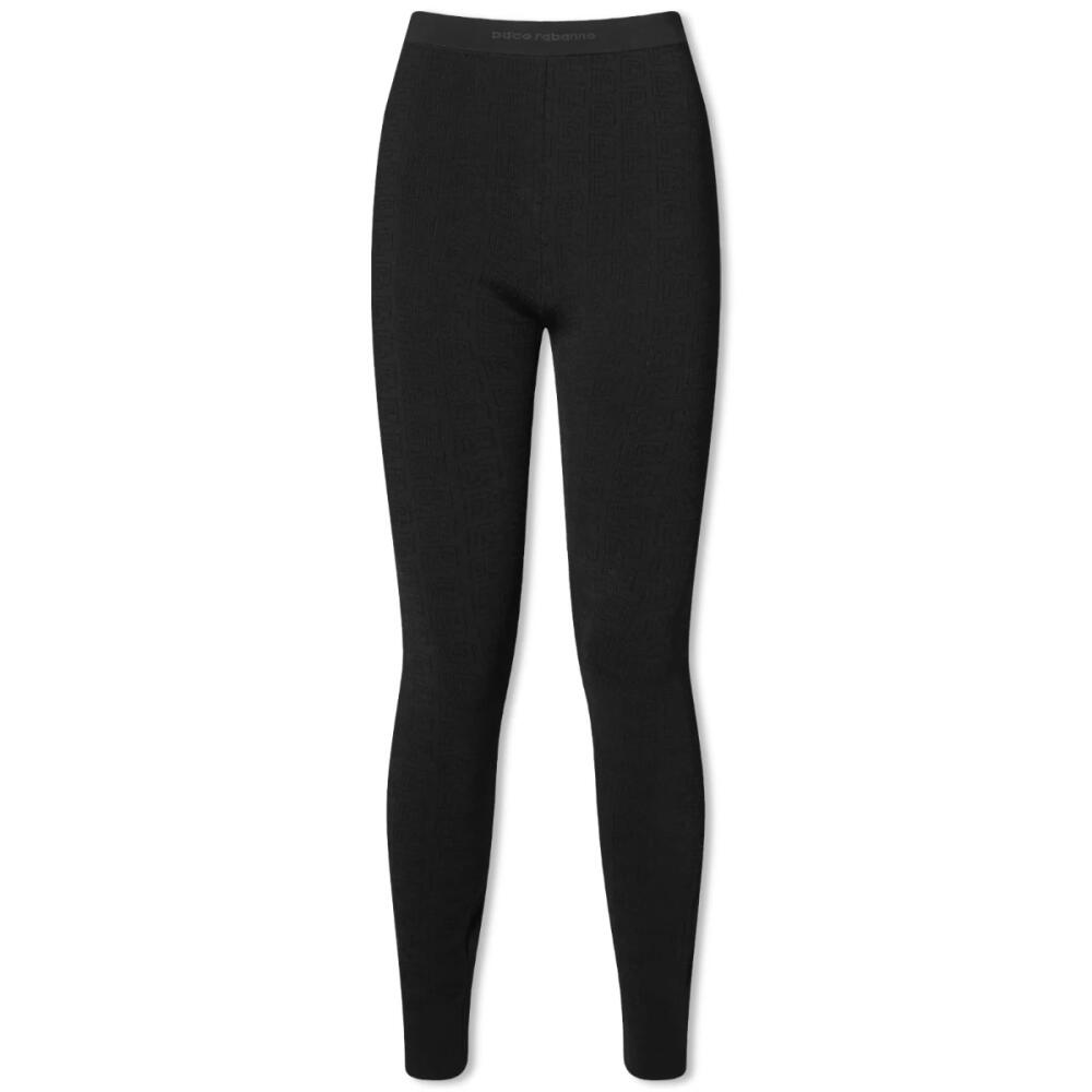 Paco Rabanne Women's Intarsia Logo Leggings in Black Cover