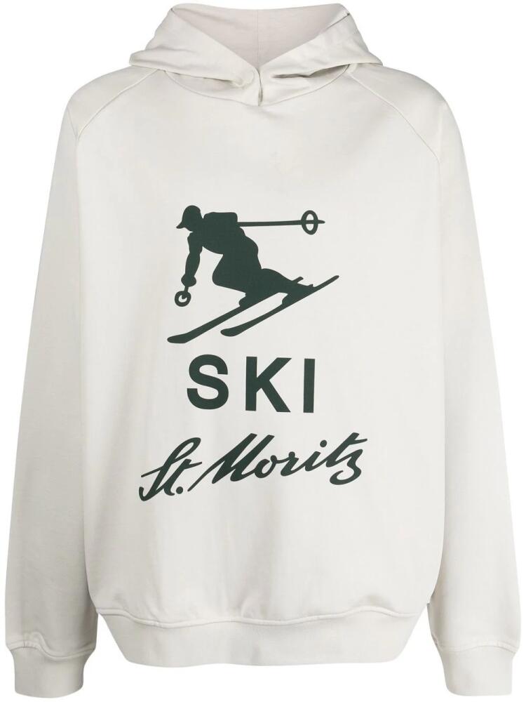 Bally Ski graphic-print cotton hoodie - Neutrals Cover