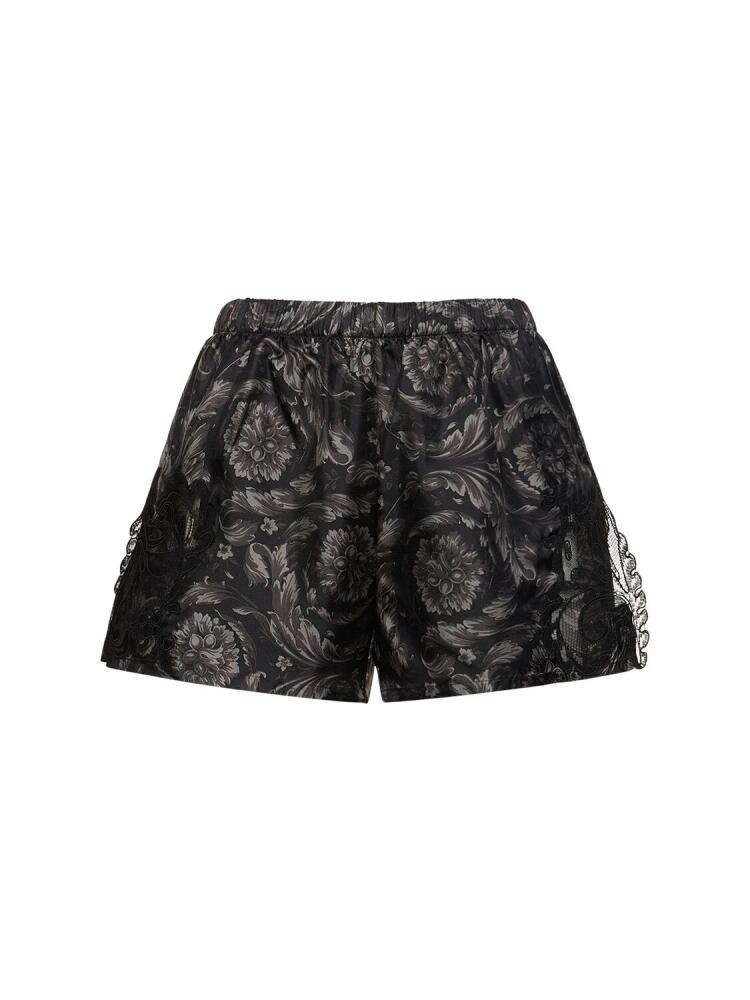 VERSACE Barocco Print Silk Twill Pajama Shorts Cover