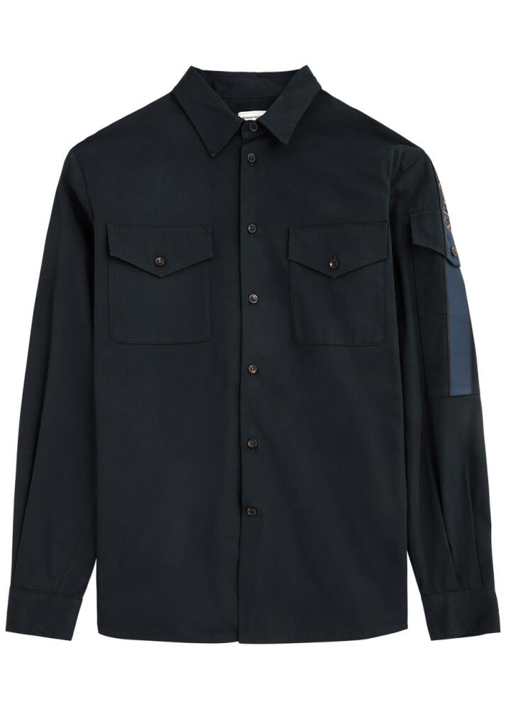 Alexander Mcqueen Taping Cotton-poplin Shirt - Navy Cover