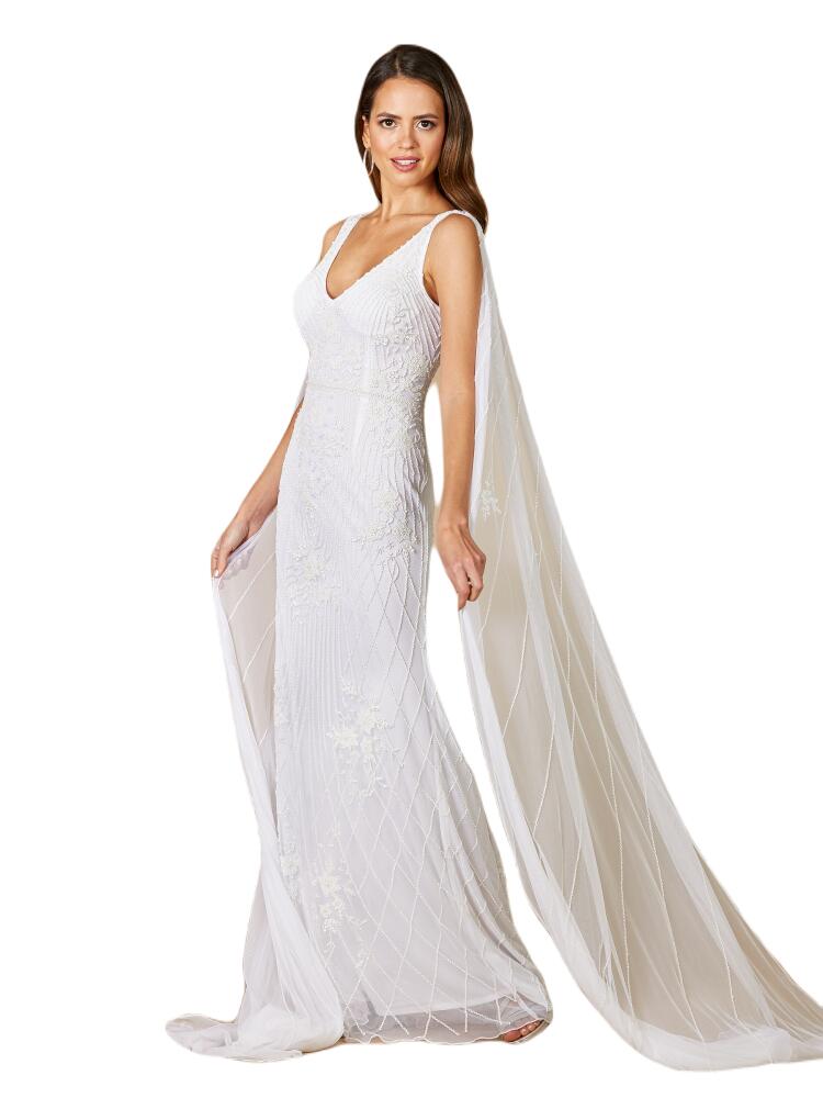 LARA New York Gia Beaded Tank Wedding Dress with Streamers in Ivory Cover