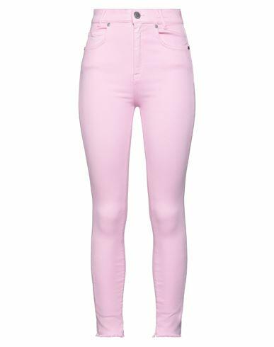 Gaëlle Paris Woman Jeans Pink Cotton, Elastomultiester, Elastane Cover