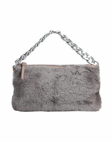 Les Visionnaires Alice Chain Furry Woman Handbag Grey Lambskin, Bovine leather Cover