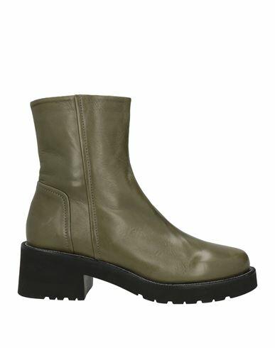 Pas De Rouge Woman Ankle boots Military green Leather Cover