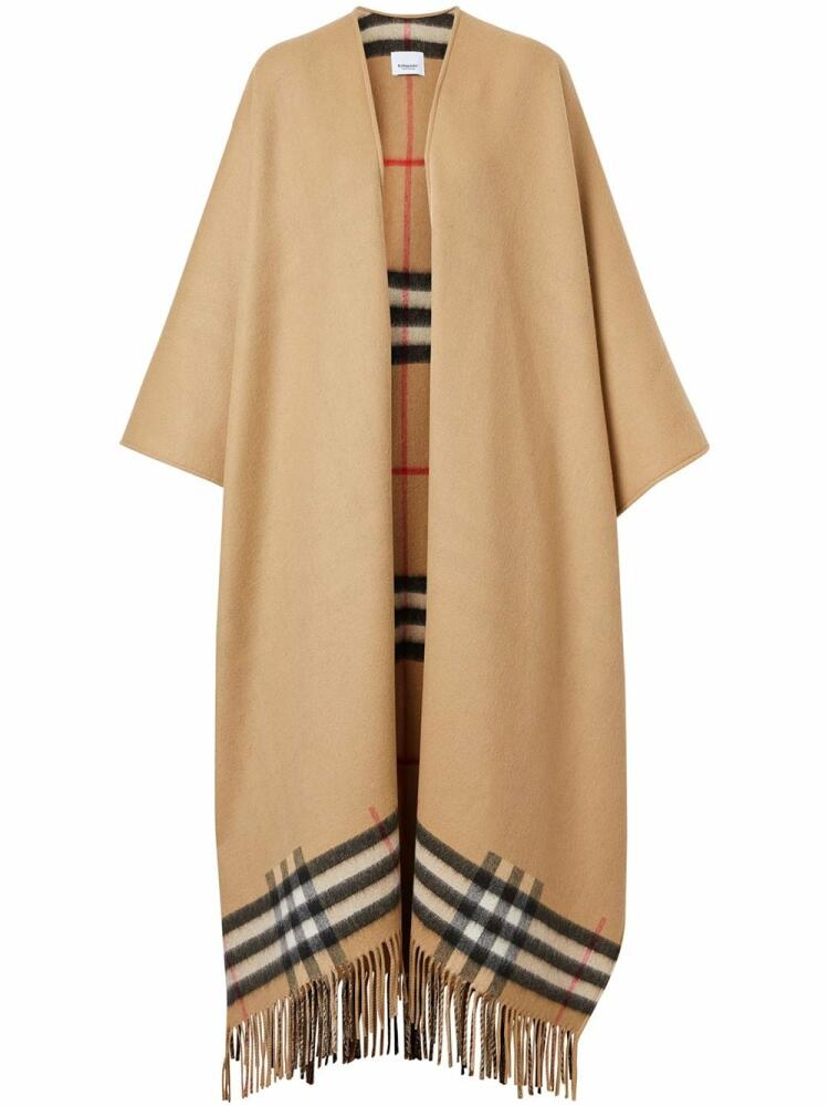 Burberry fringed check cape - Neutrals Cover