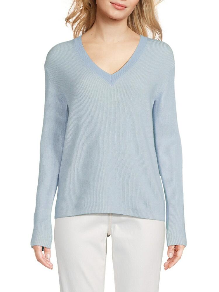 Amicale Women's Cashmere V-Neck Sweater - Light Blue Cover