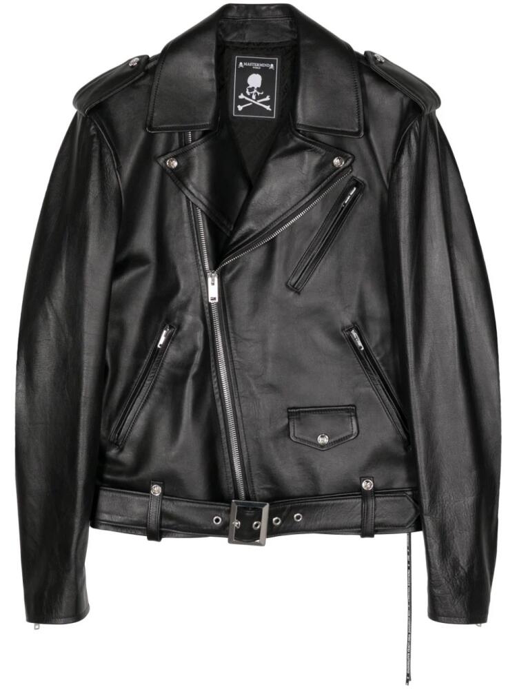 Mastermind World skull leather biker jacket - Black Cover