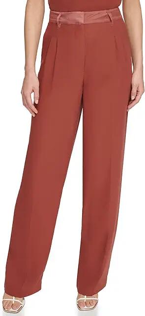 DKNY Matte Shine Wide Leg Trousers (Bricklane) Women's Casual Pants Cover