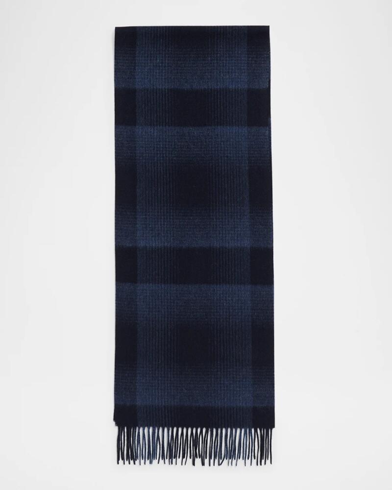 Neiman Marcus Men's Cashmere Ombre Plaid Scarf Cover