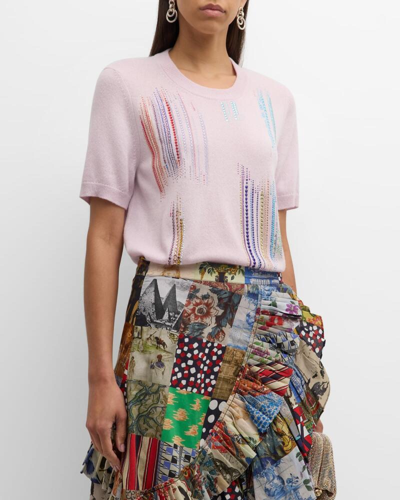 Libertine Crystal Embellished Short-Sleeve Cashmere Knit Pullover Cover