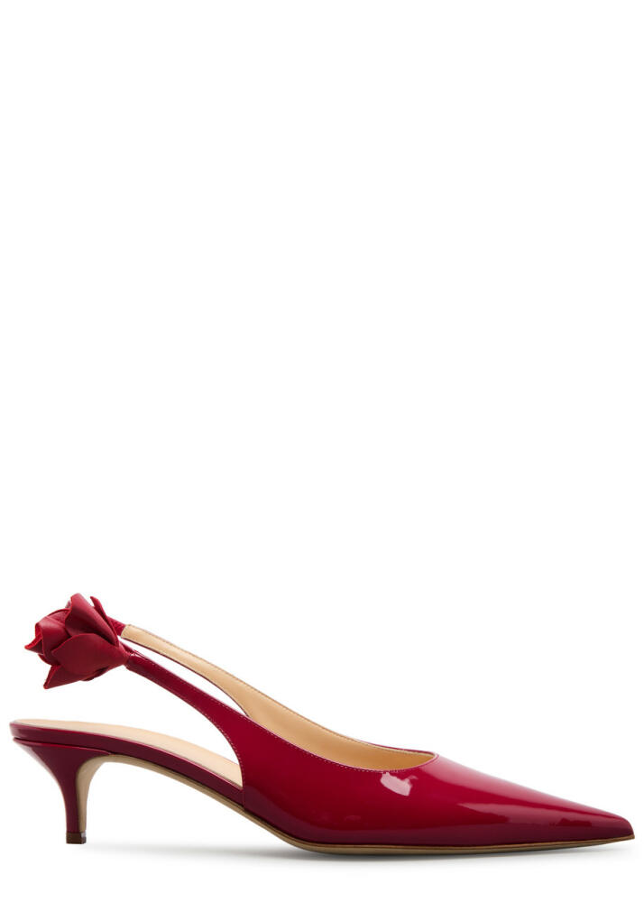 Magda Butrym 50 Floral-embellished Patent Leather Slingback Pumps - Red Cover