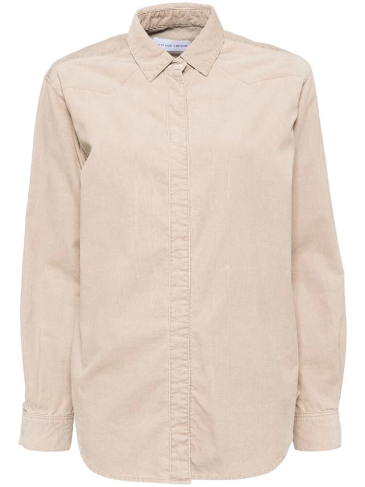 Tu es mon Tresor The Turquoise corduroy shirt - Neutrals Cover