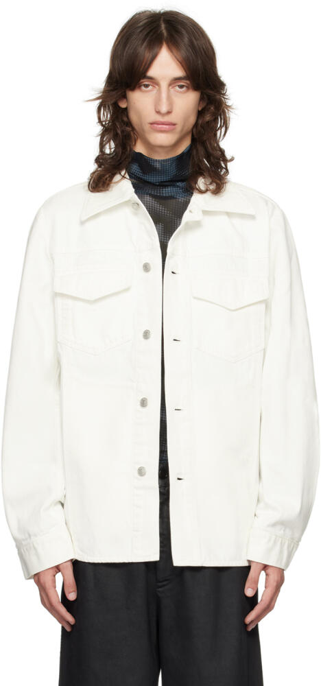 Dries Van Noten White Waxed Denim Jacket Cover