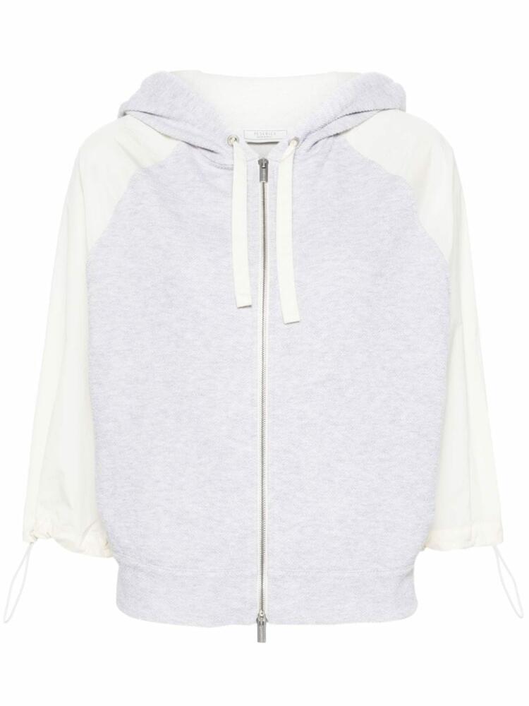 Peserico panelled-design zip-up hoodie - Grey Cover