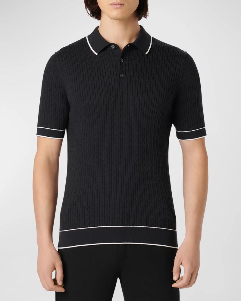 Bugatchi Men's Cable-Knit Polo Sweater Cover