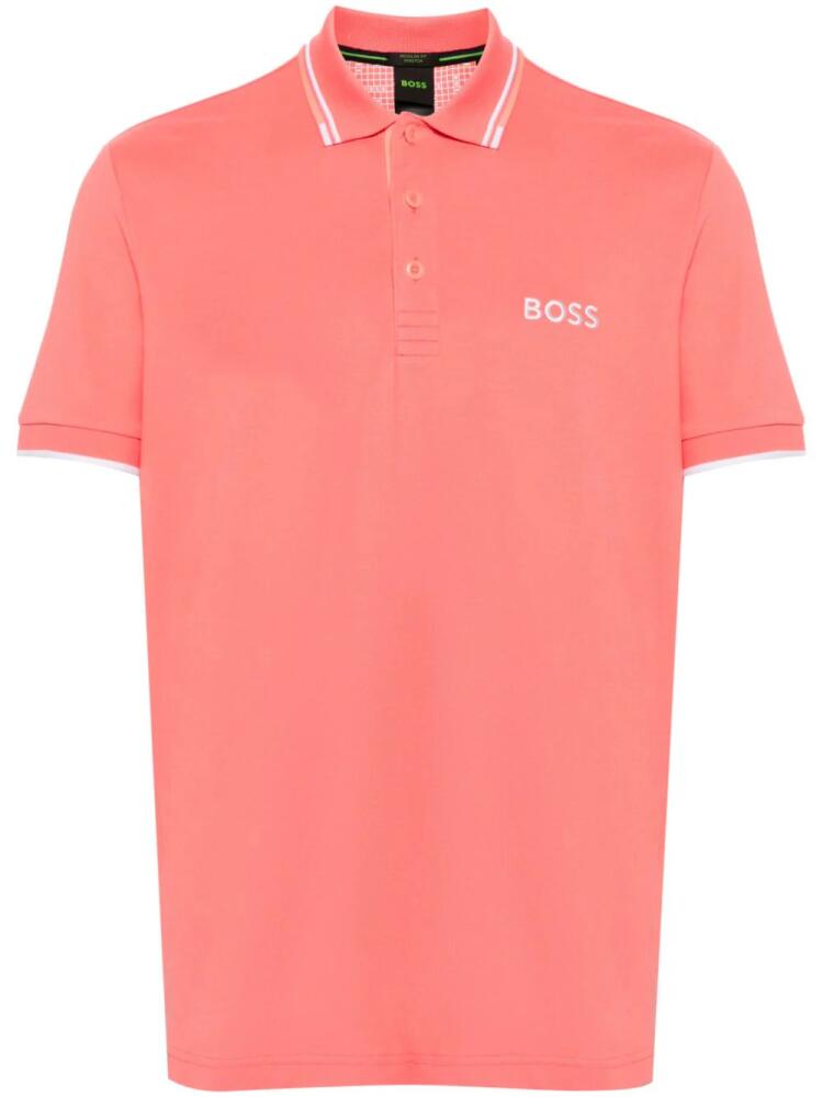 BOSS logo-embroidered piqué polo shirt - Pink Cover