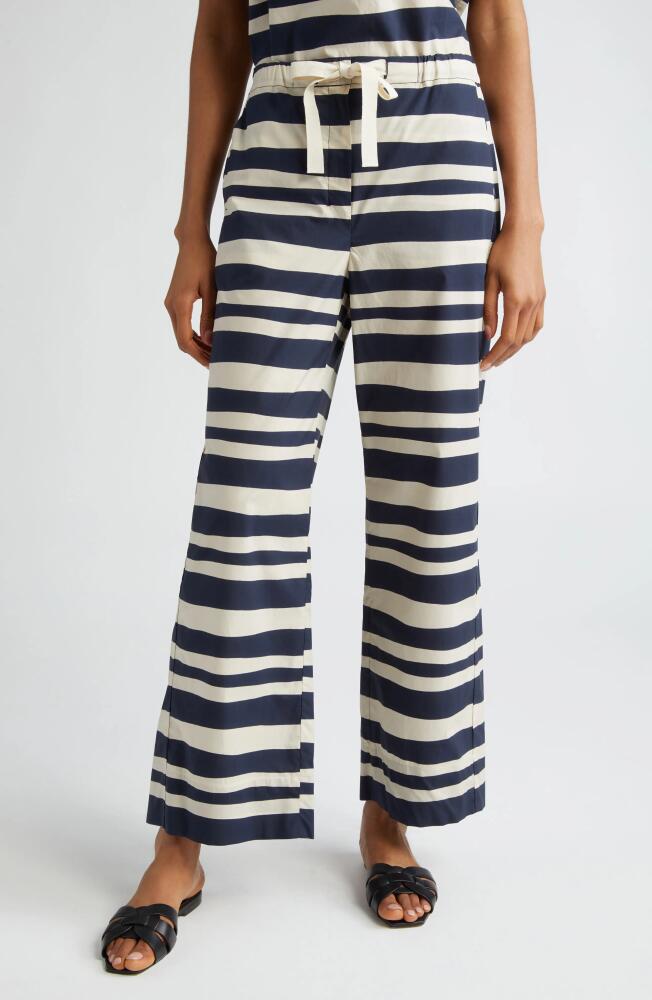 Max Mara Fumetto Stripe Cotton Wide Leg Pants in Ultramarine Cover