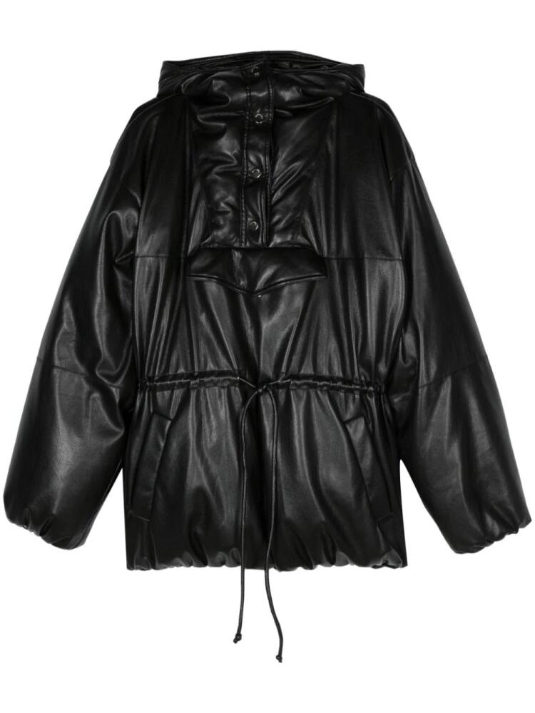 Nanushka faux-leather hooded puffer coat - Black Cover