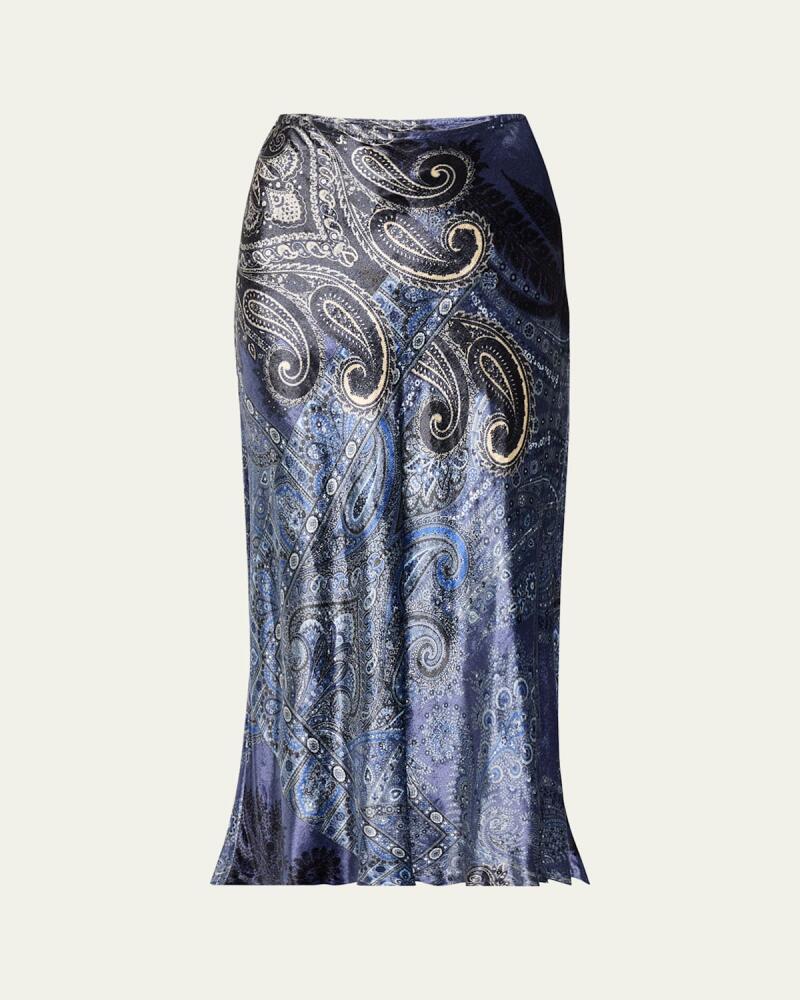 Kobi Halperin Sevilla Bandana-Print Velvet Midi Skirt Cover