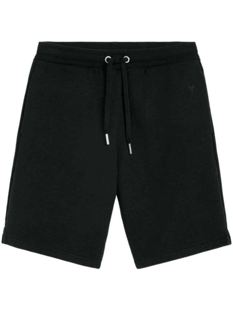 AMI Paris Ami De Coeur drawstring cotton shorts - Black Cover